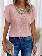 Ariana - Blusa con Cuello Redondo y Ribete de Encaje