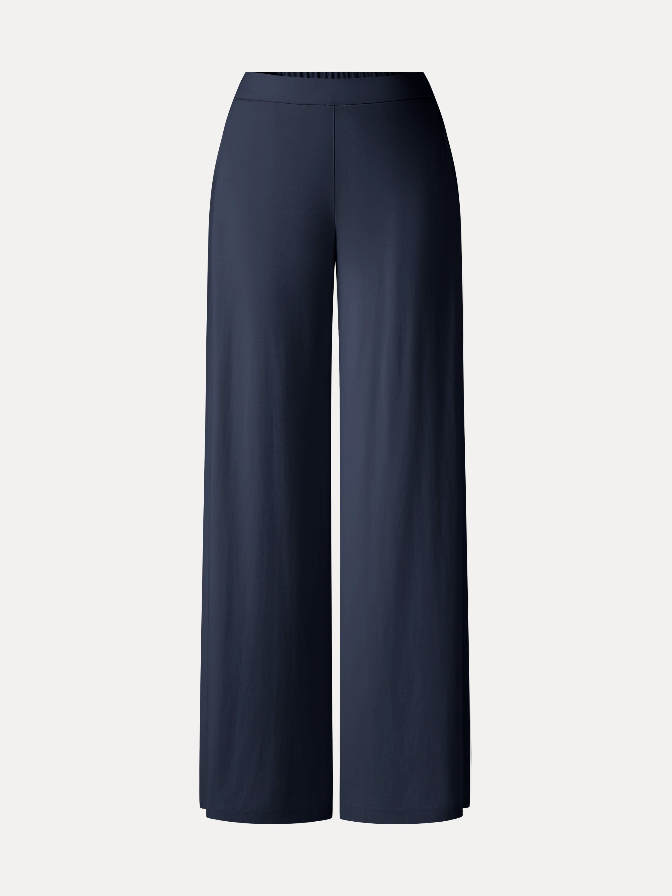 Pantalón Ponte Tiro Medio Pierna Ancha con Bolsillos