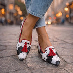 Dalia Mocasines con Borlas y Estampado Animal