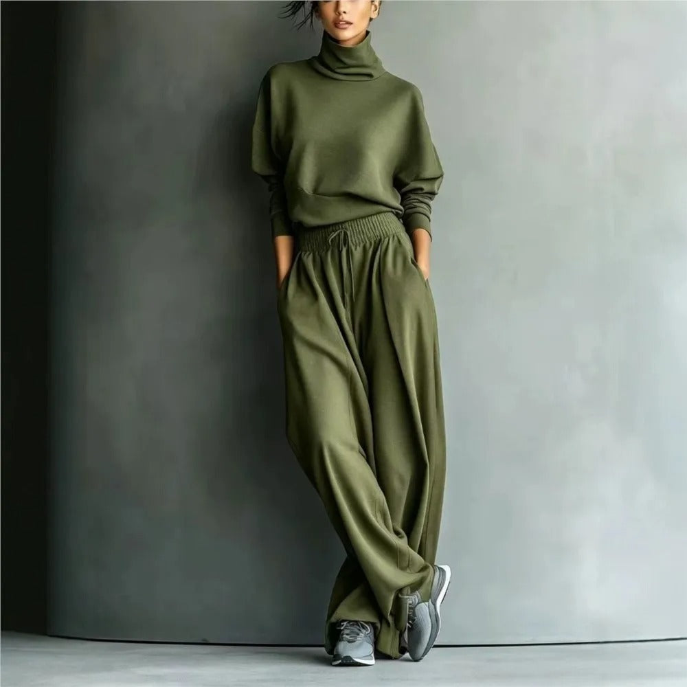Vega Conjunto De Cuello Alto Y Pantalón Holgado
