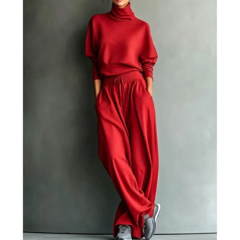 Vega Conjunto De Cuello Alto Y Pantalón Holgado