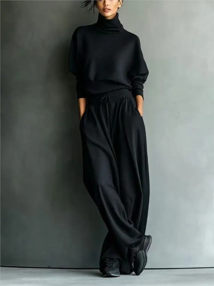 Vega Conjunto De Cuello Alto Y Pantalón Holgado