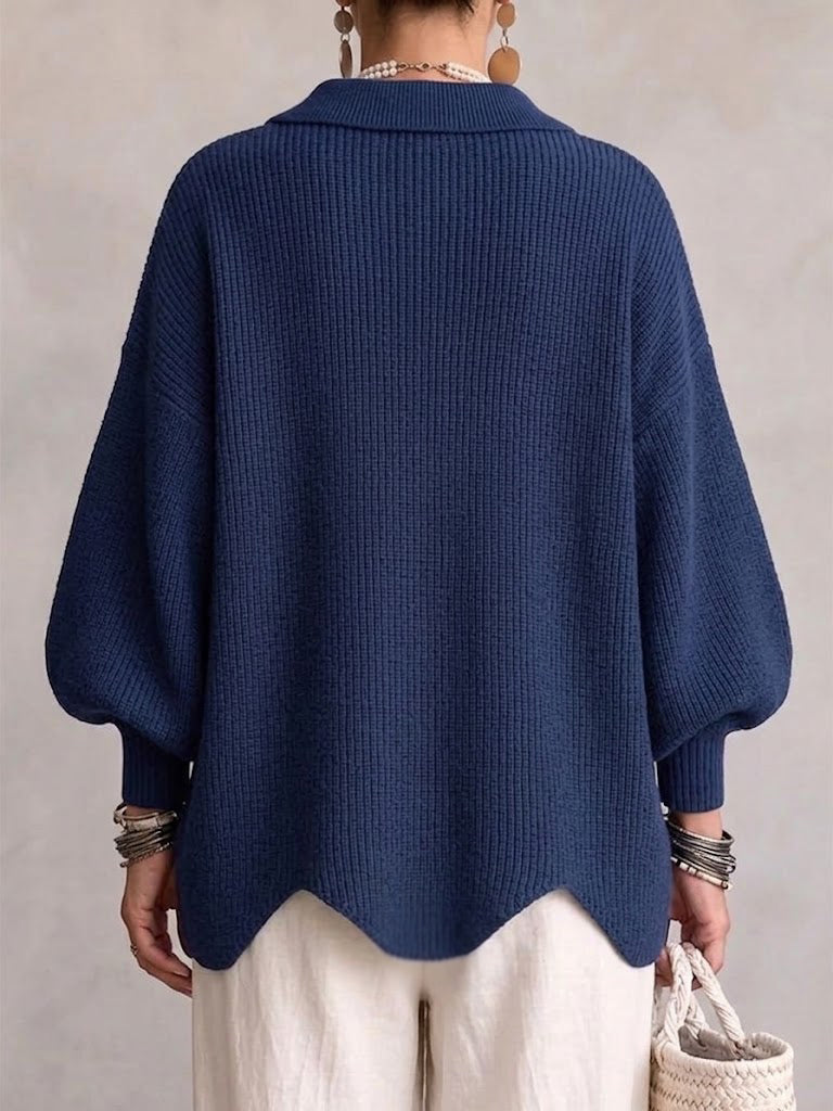 Isadora™ - Cárdigan Oversized con Cuello y Grandes Botones Metálicos
