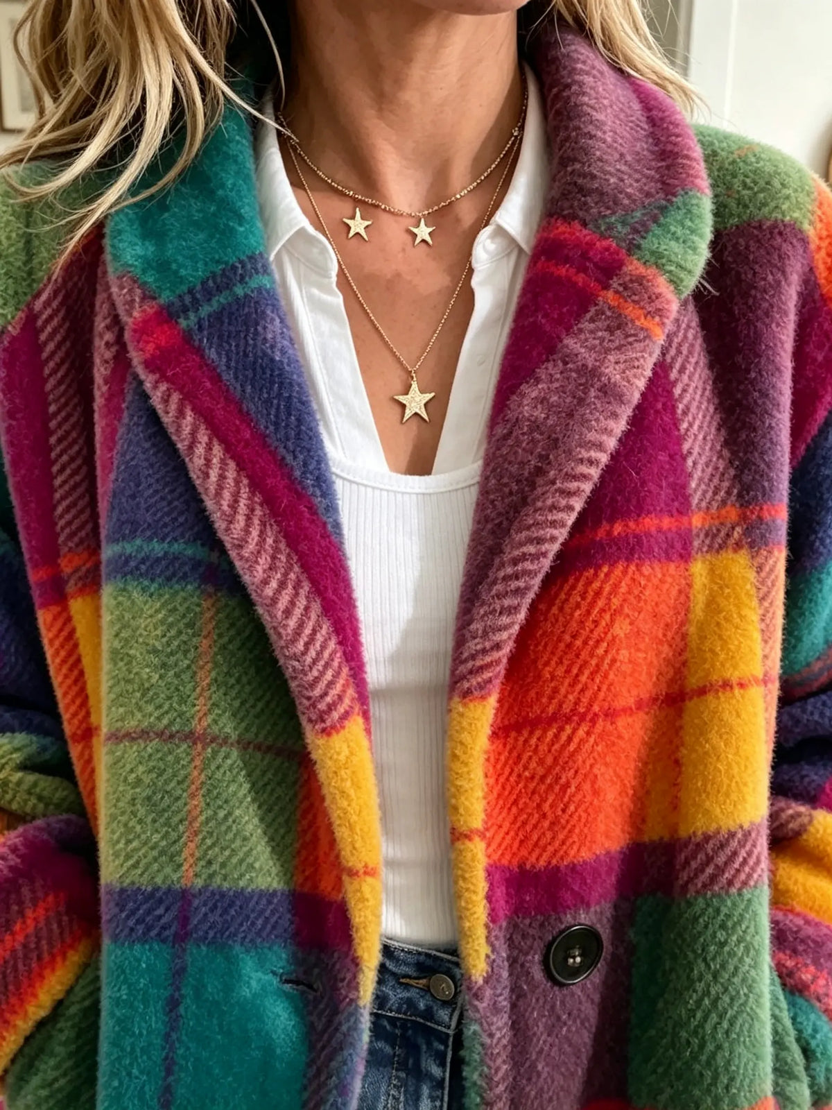 Valentina - Abrigo de Cuadros Multicolor