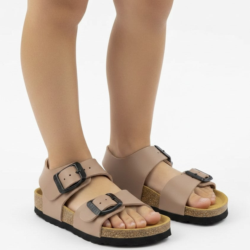 Sandalias PLAKTON Beige Niño y Niña | Piel Memory Cushion Tallas 24-35