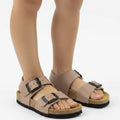 Sandalias PLAKTON Beige Niño y Niña | Piel Memory Cushion Tallas 24-35