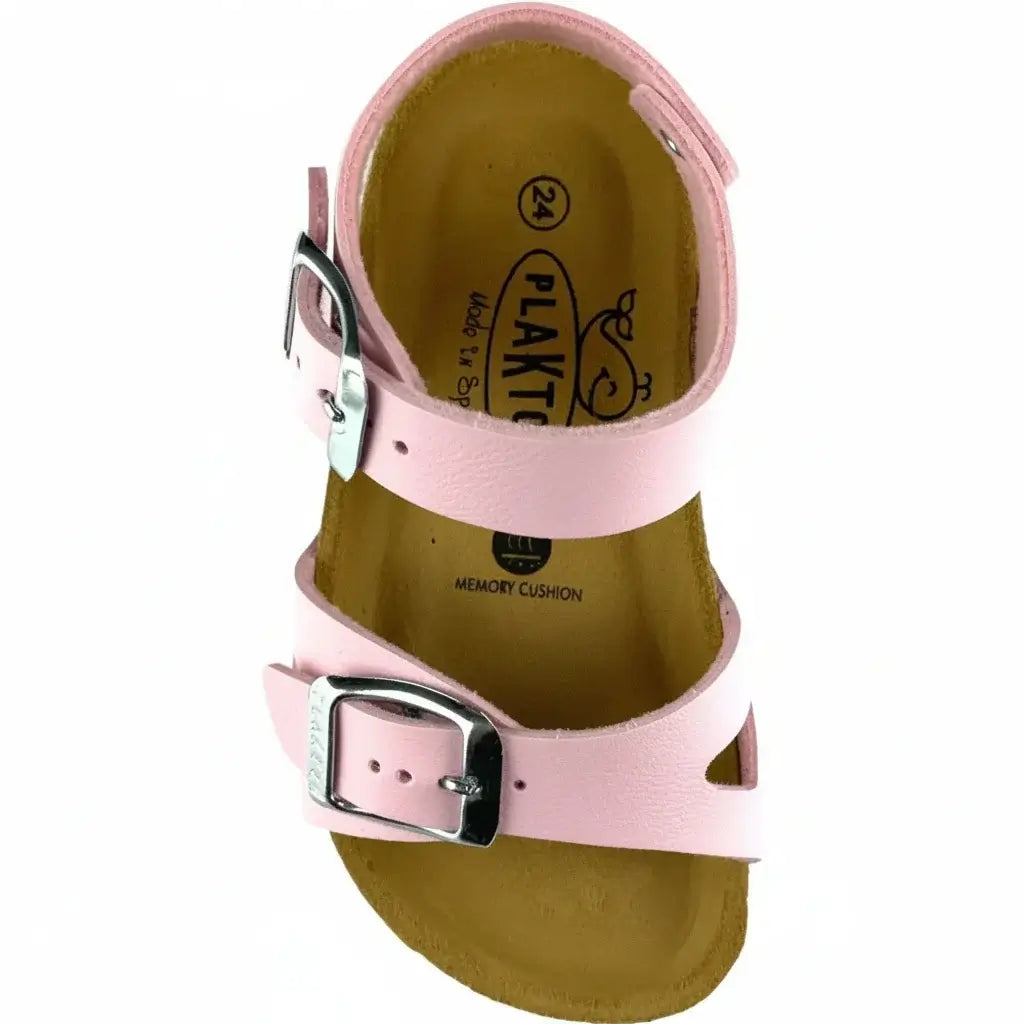 Sandalias PLAKTON Rosa Niña | Piel con Hebilla Antideslizante Tallas 24-35