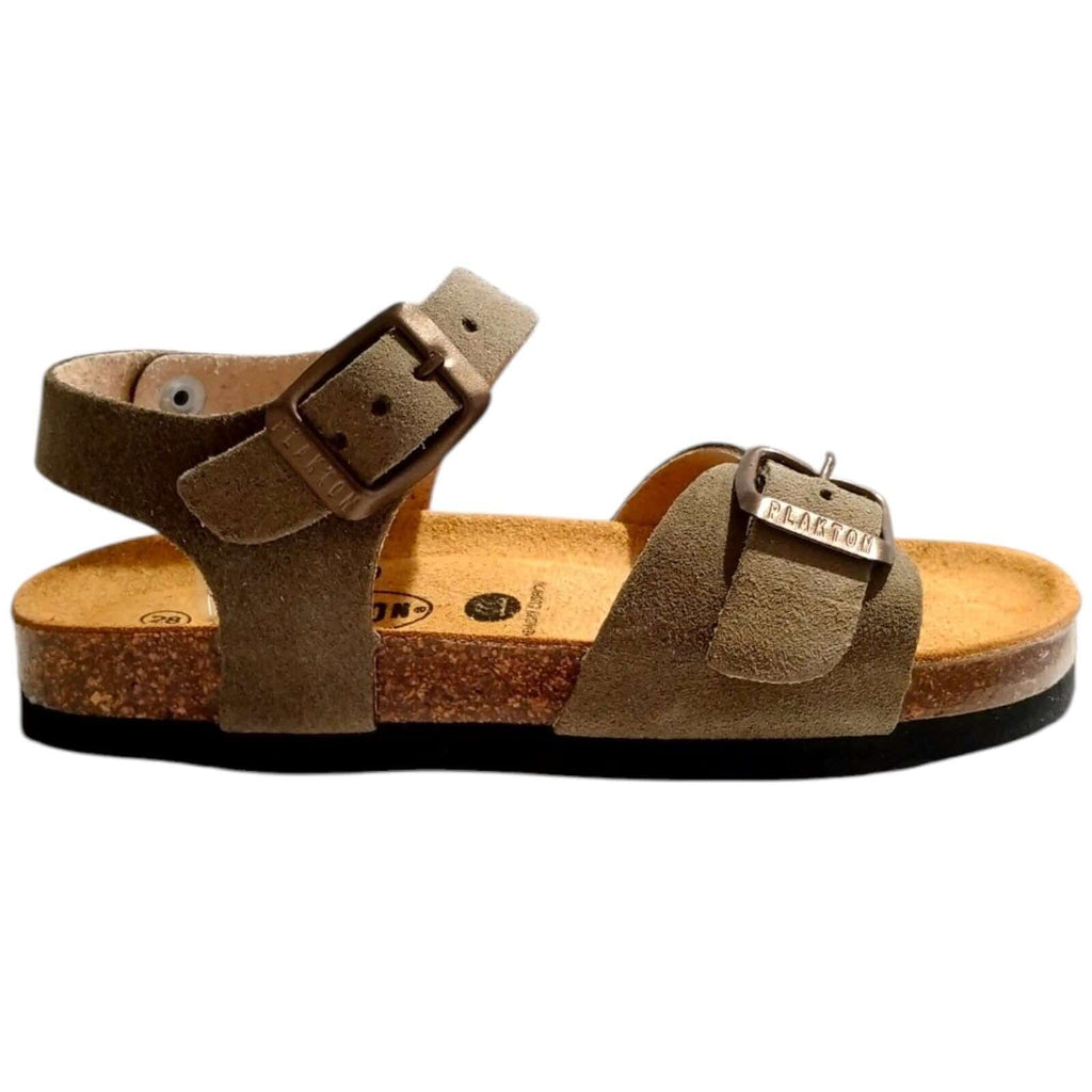 Sandalias Niño Niña Plakton Verde Militar | Hebilla Piel Genuina Antideslizante | Tallas 24-35