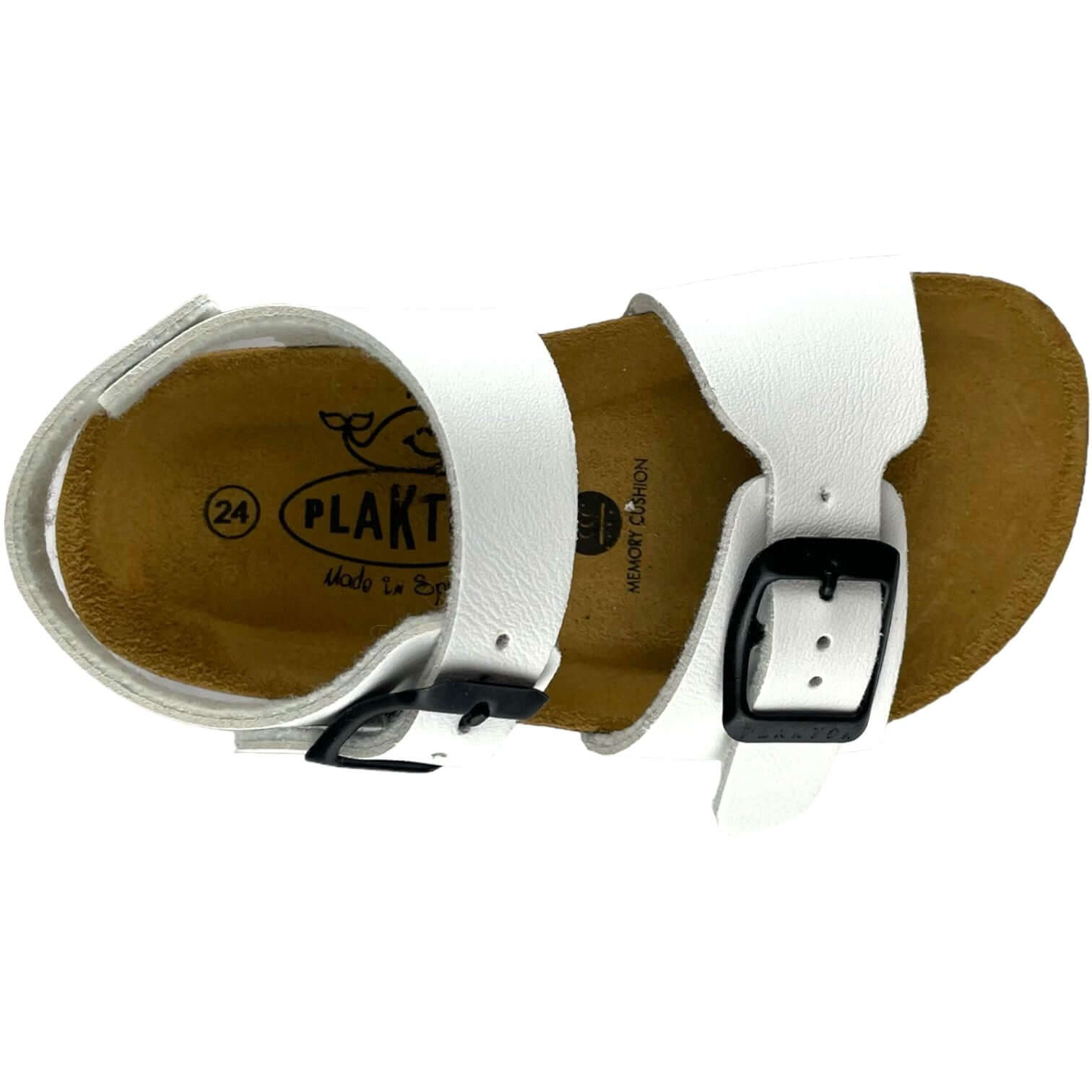 Sandalias PLAKTON Blanco Unisex | Piel Memory Cushion Made in Spain Tallas 24-35