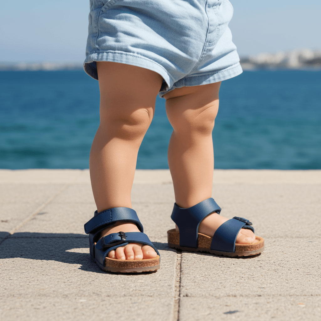 Sandalias Niño y Niña Plakton Azul Velcro Corcho Anatómico Flexible Tallas 19-24