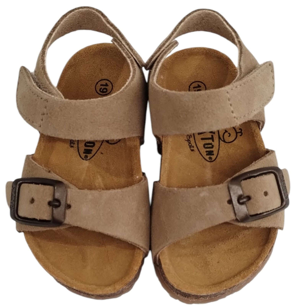 Sandalias Primeros Pasos PLAKTON Velcro Beige Piel Unisex Tallas 19-24