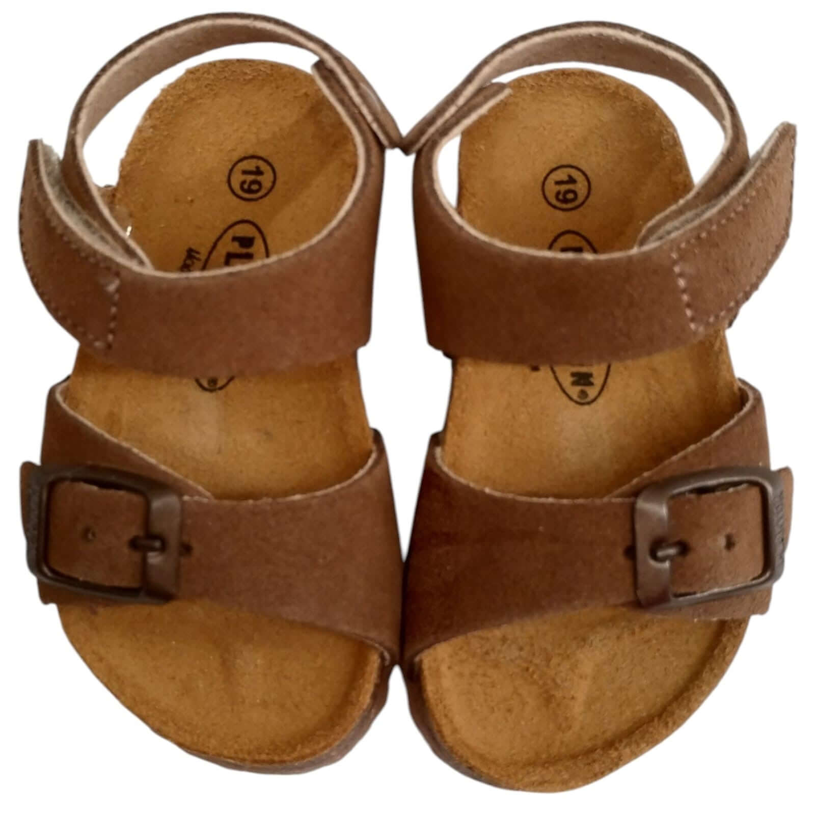Sandalias Primeros Pasos Niño y Niña PLAKTON Velcro Visón Piel Unisex Tallas 19-24
