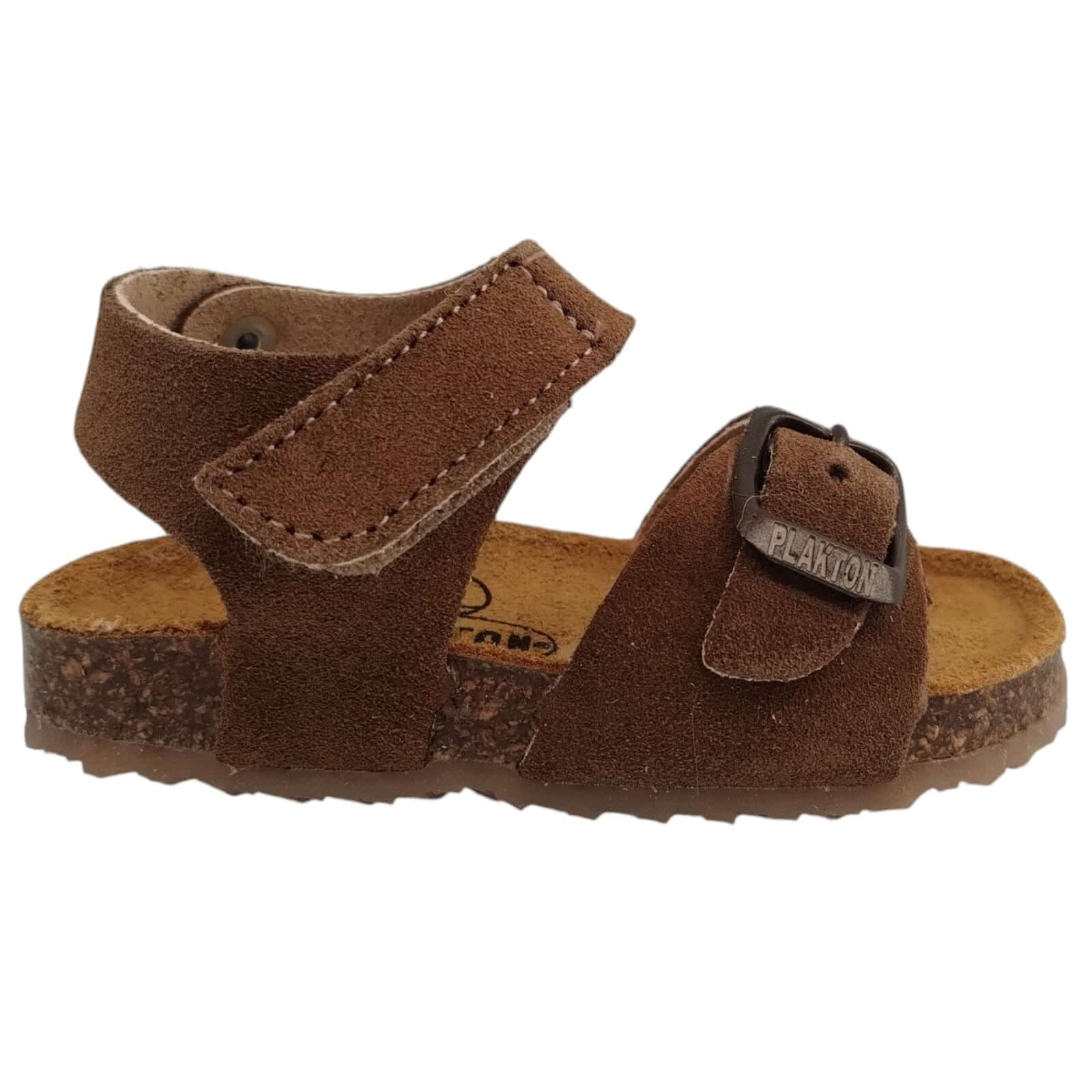 Sandalias Primeros Pasos Niño y Niña PLAKTON Velcro Visón Piel Unisex Tallas 19-24