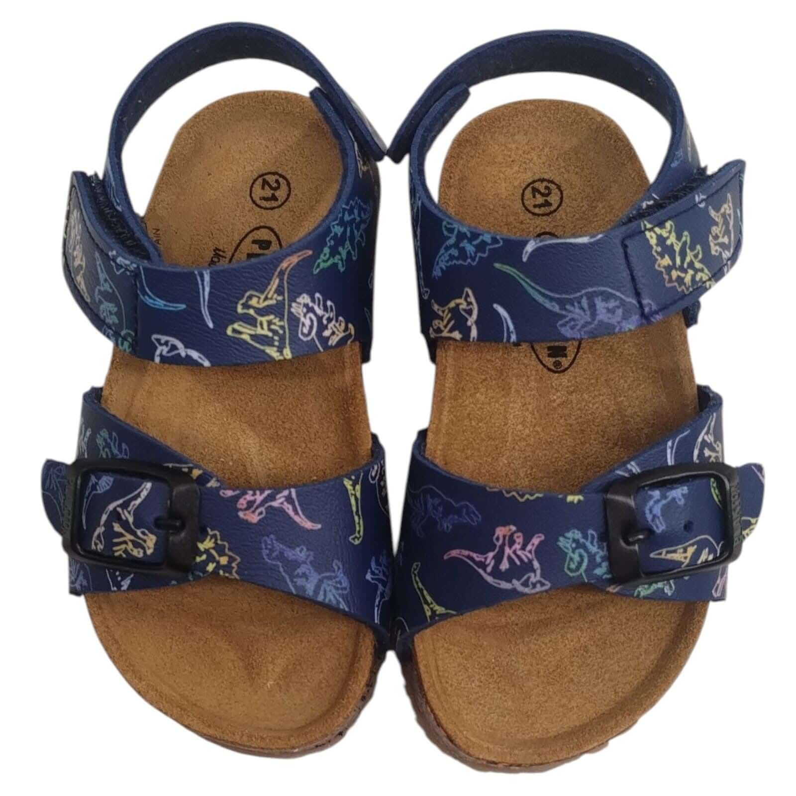 Sandalias PLAKTON Primeros Pasos Azul Estampado Dinosaurios Velcro y Hebilla Tallas 19-24