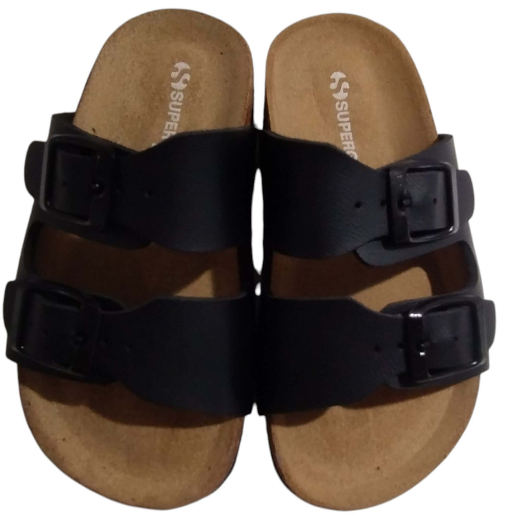 Sandalias SUPERGA Negro Modelo Chancla Made in Italy Tallas 24-35