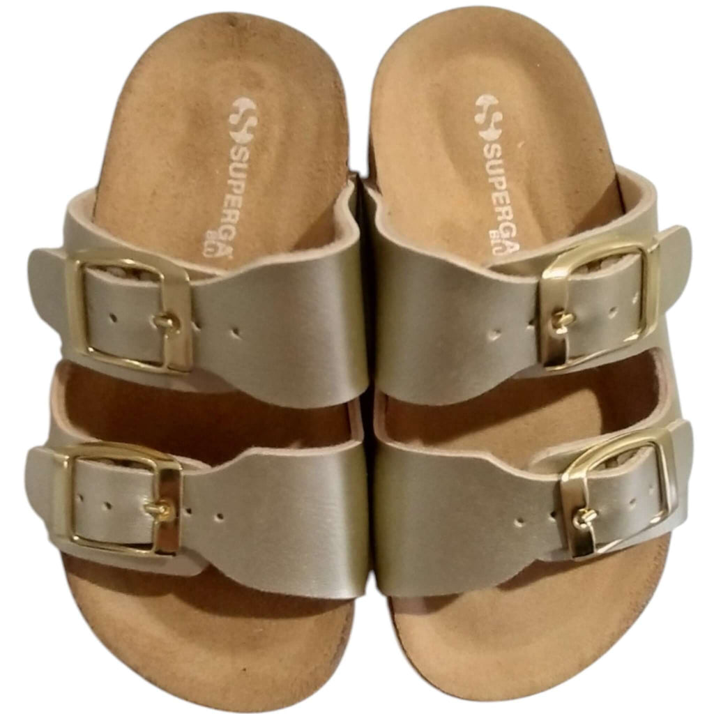 Sandalias SUPERGA Dorado Modelo Chancla Made in Italy Tallas 24-35