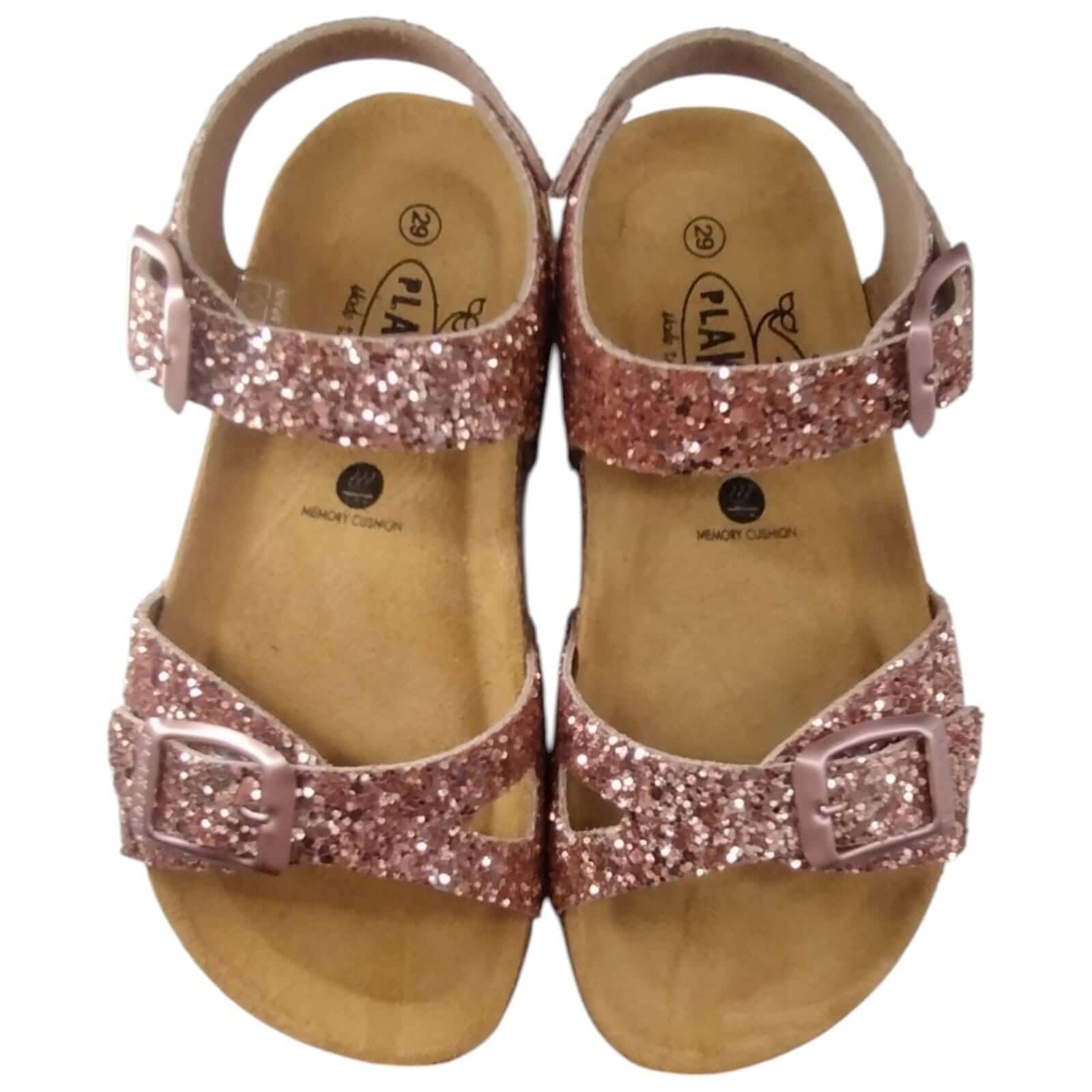 Sandalias PLAKTON Glitter Niña Rosa Nude con Hebilla Piel Tallas 24-35