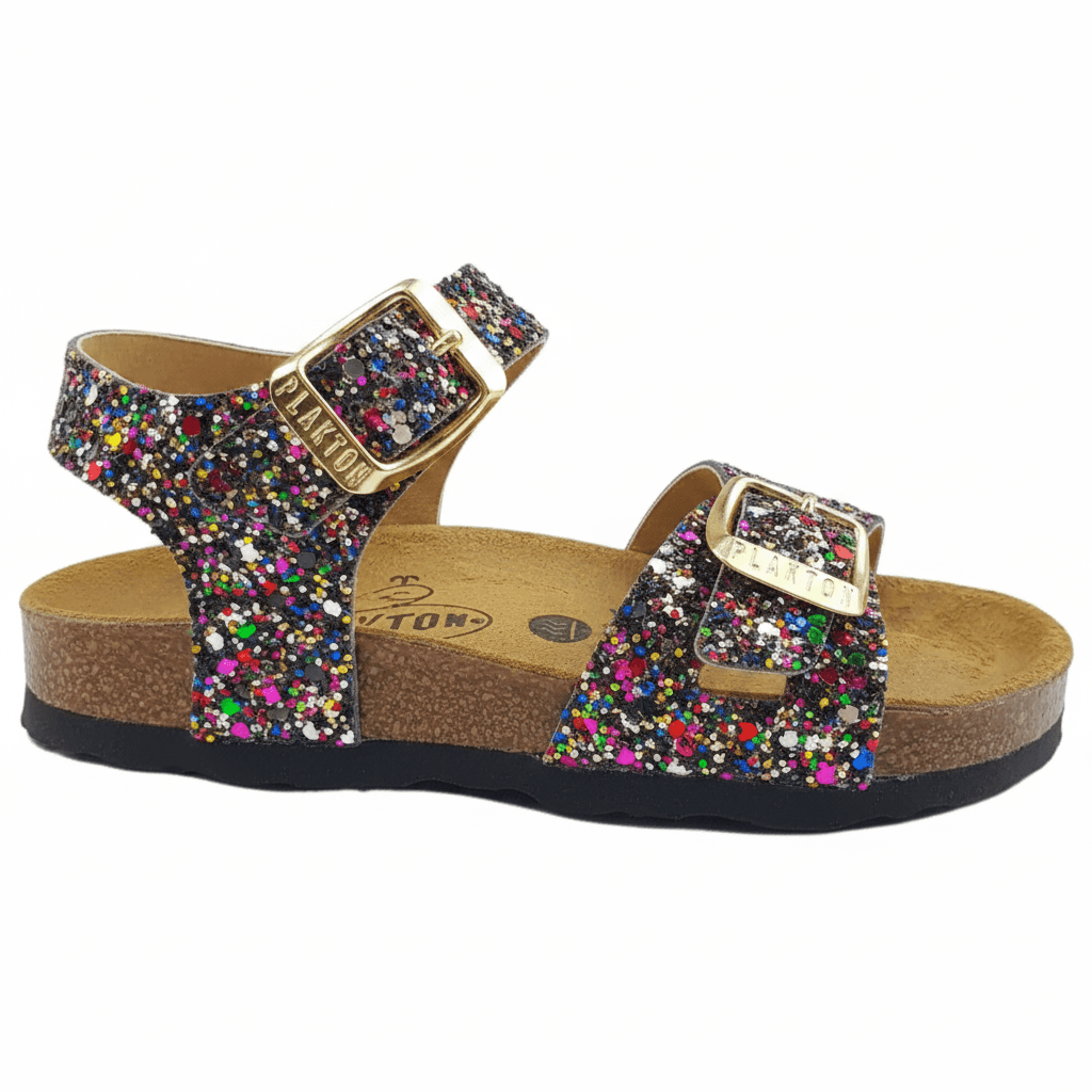 Sandalias PLAKTON Glitter Niña | Multicolor con Hebilla Piel Tallas 24-35