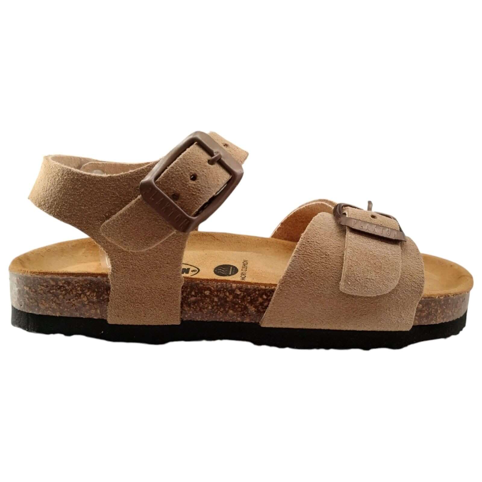 Sandalias Niño Niña Plakton Beige | Hebilla Piel Genuina Antideslizante | Tallas 24-35