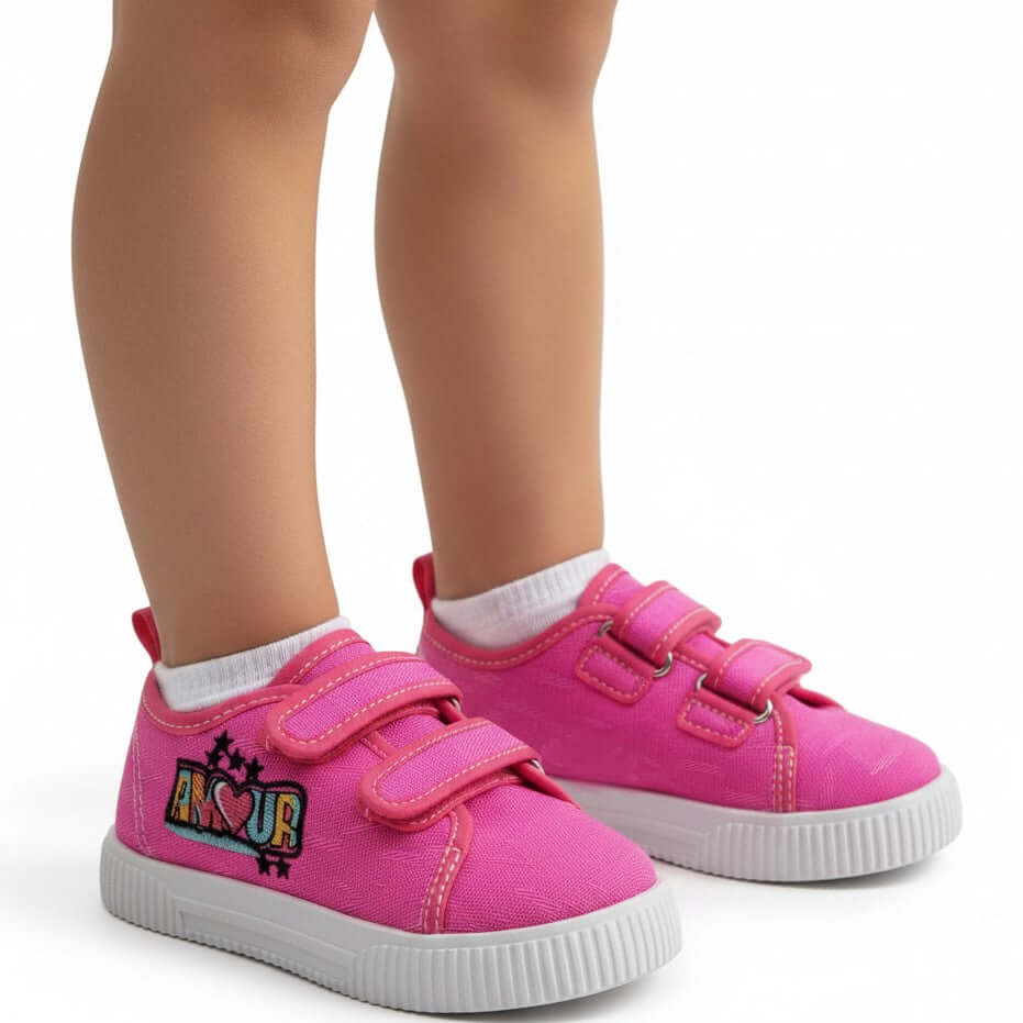 Zapatillas SUPERGA Niña Lona Fucsia con Velcro Tallas 25-30