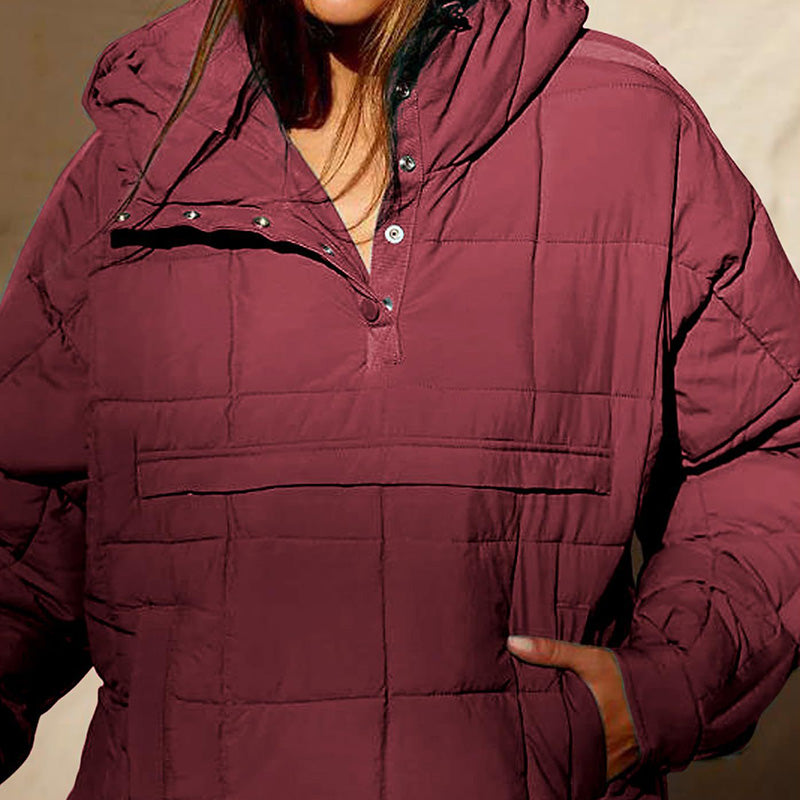 Abrigo holgado con capucha y bolsillos para mujer