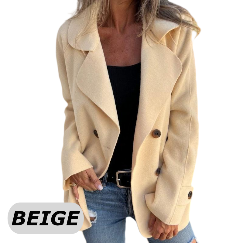 Abrigo efecto tweed con solapas y manga larga