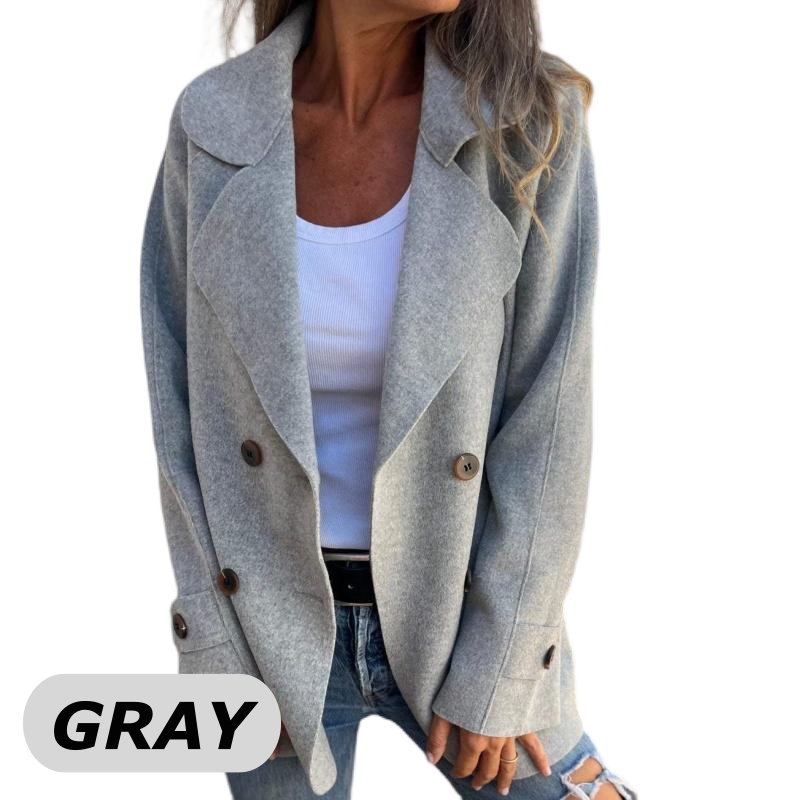 Abrigo efecto tweed con solapas y manga larga