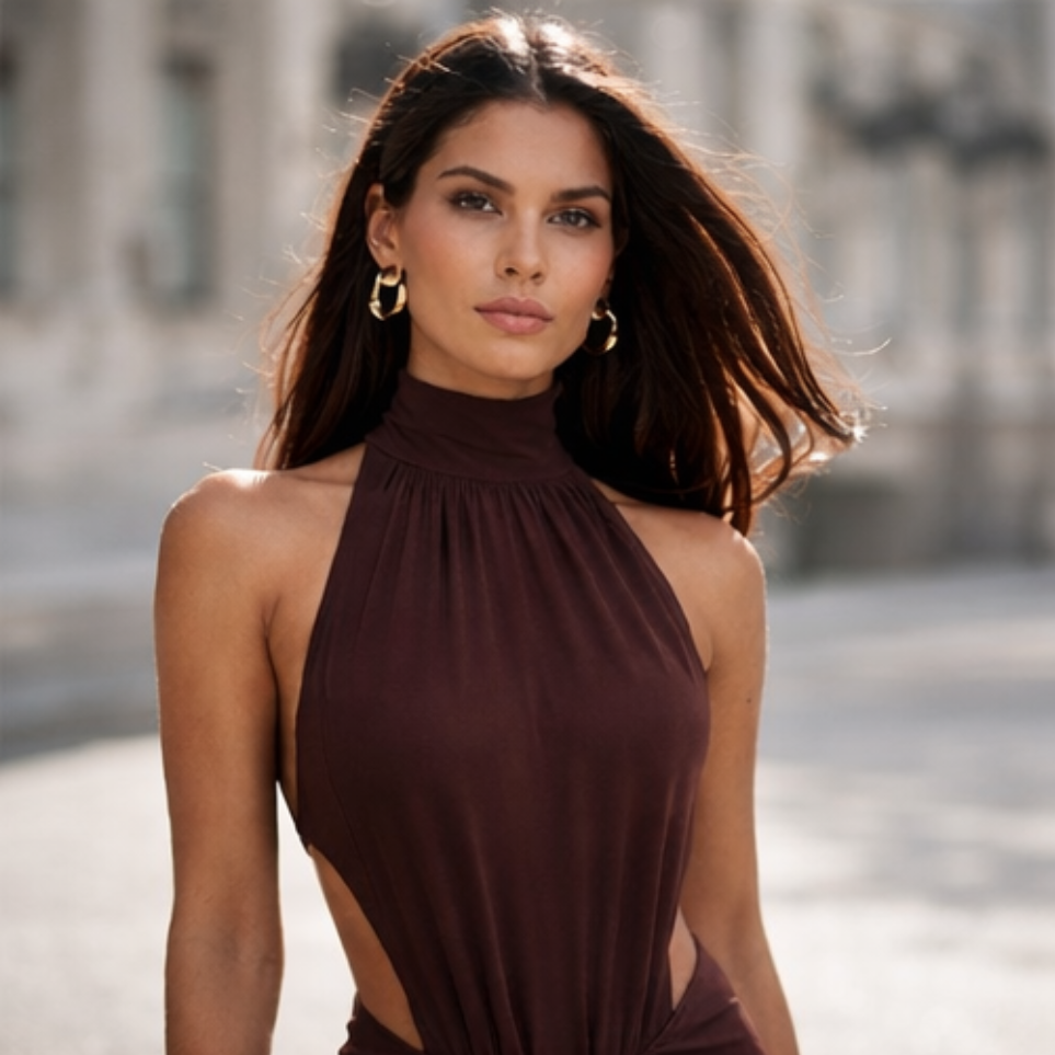 Vestido Martéa  Espalda Infinita y Cuello Halter